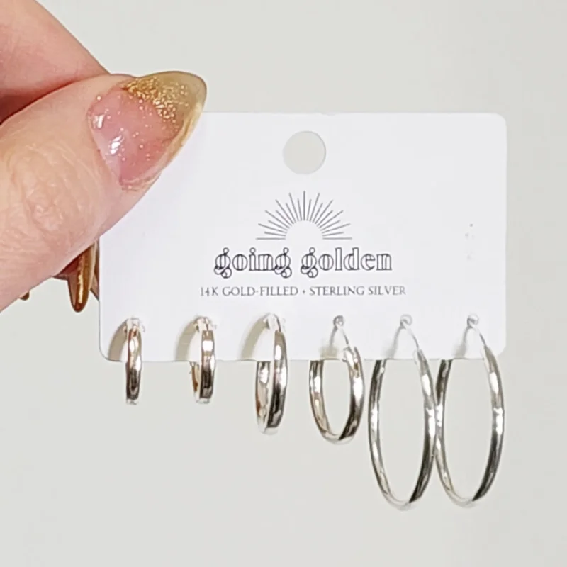 Sterling Silver Hoop Earring Set