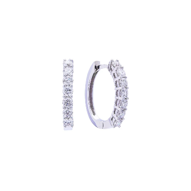 Sabel Collection 18K White Gold Round Diamond Huggie Hoop Earrings