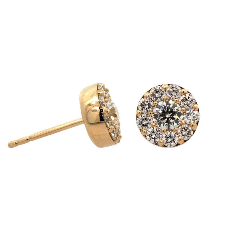 14K Yellow Gold Round Diamond Stud Earrings