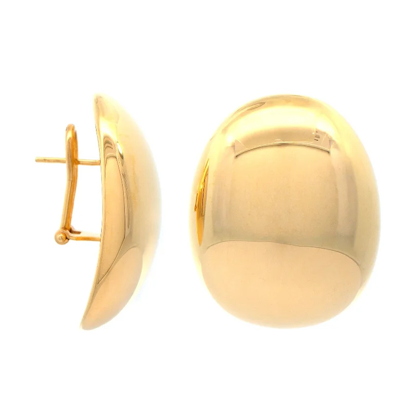 18K Yellow Gold Large Oval Dome Huggie Earrings