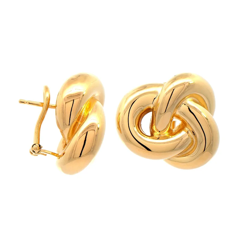 18K Yellow Gold Large Love Knot Stud Earrings