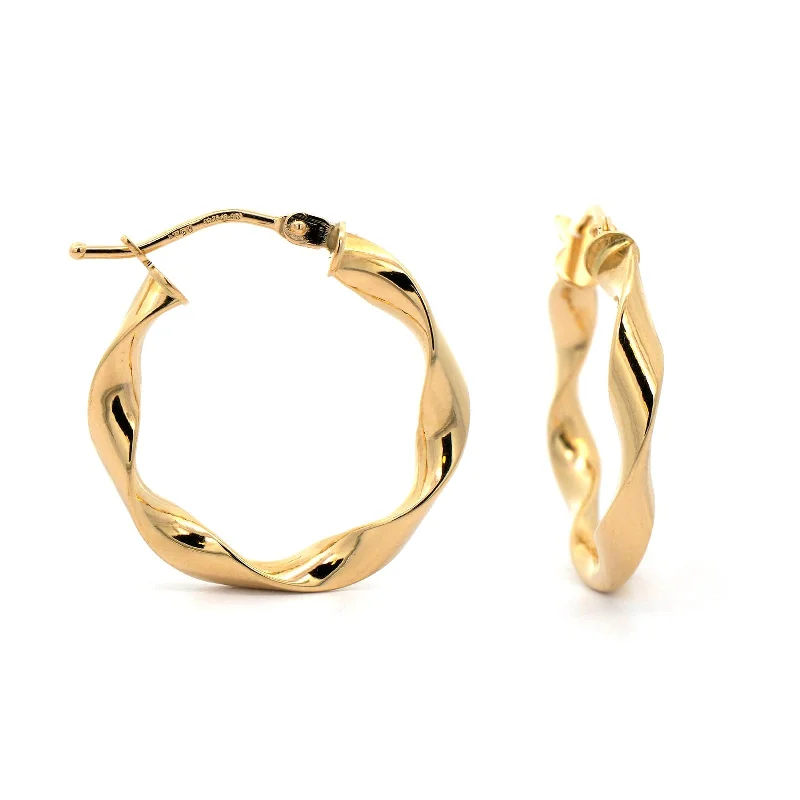 18K Yellow Gold Twisted Hoop Earrings