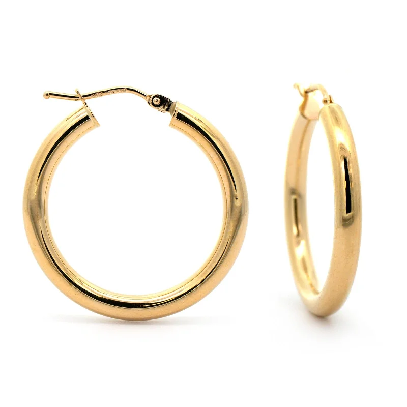 18K Yellow Gold Round Hoop Earrings