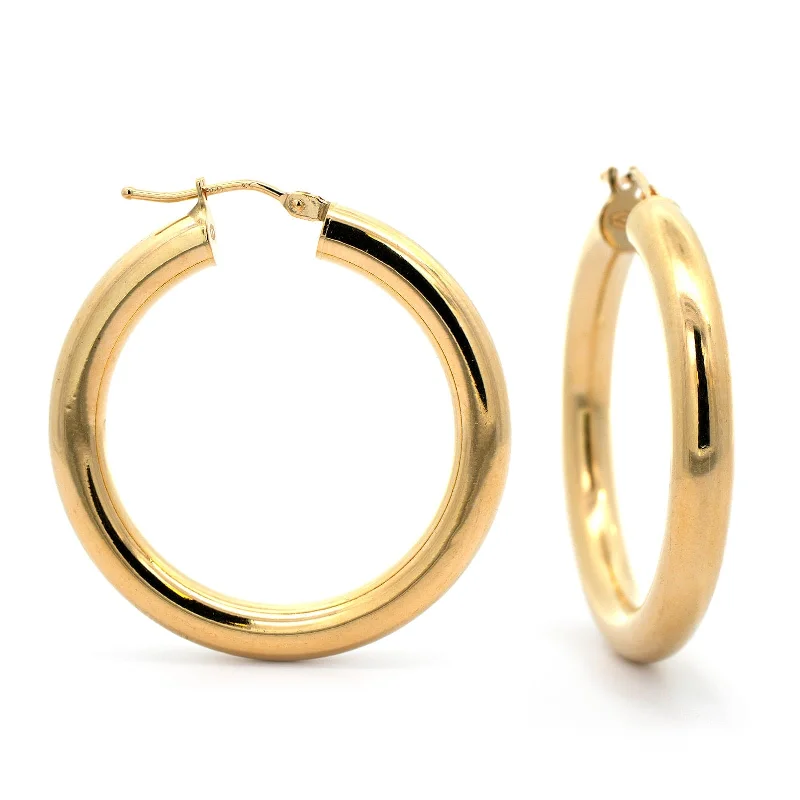 18K Yellow Gold Round Hoop Earrings