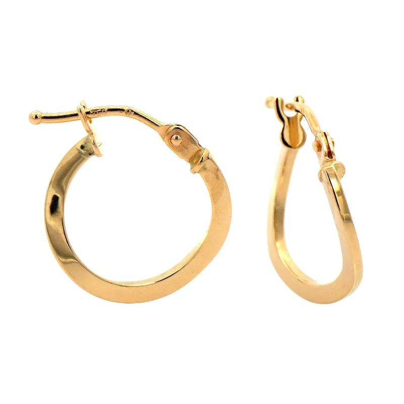 18K Yellow Gold Wave Hoop Earrings