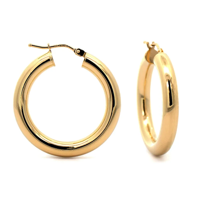 18K Yellow Gold Round Hoop Earrings