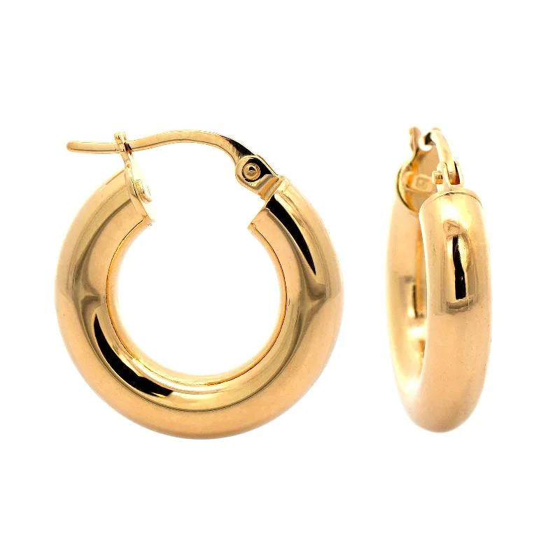 18K Yellow Gold Round Hoop Earrings