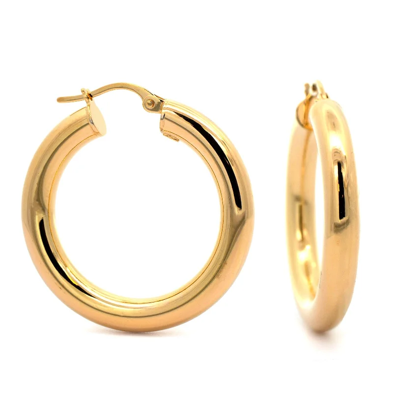 18K Yellow Gold Round Hoop Earrings