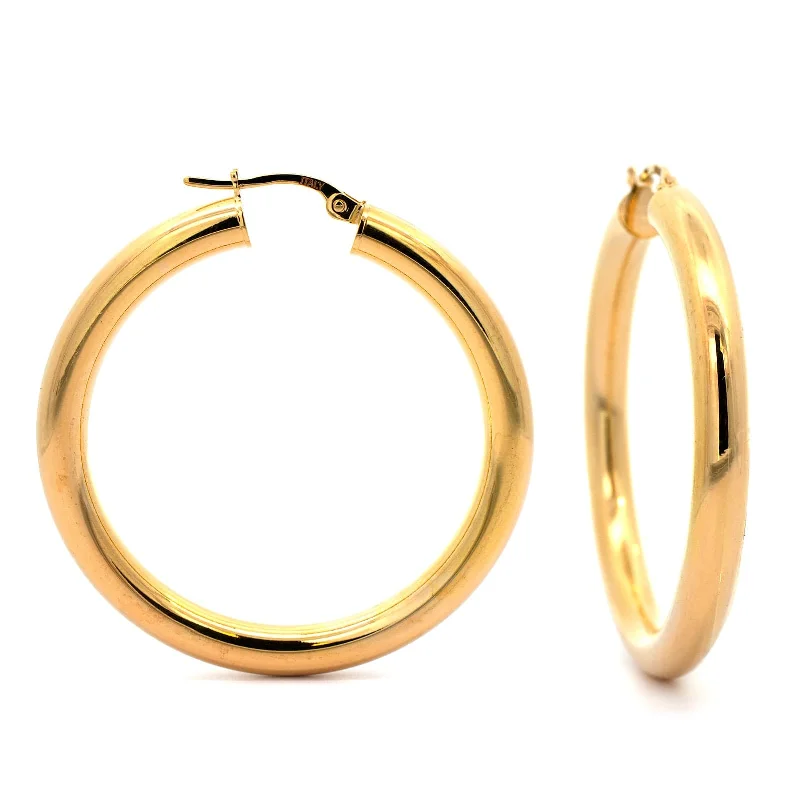 18K Yellow Gold Round Hoop Earrings