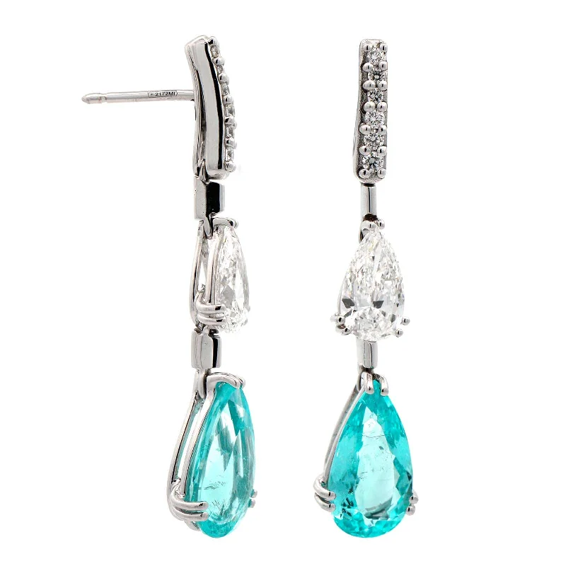 18K White Gold Tourmaline and Diamond Earrings