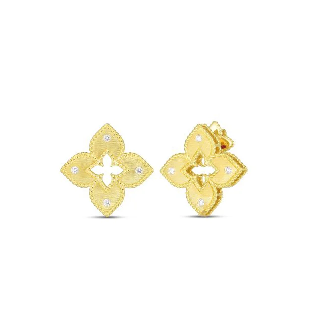 Roberto Coin Petite Venetian Princess 18K Yellow Gold Stud with Diamond Accent Earrings