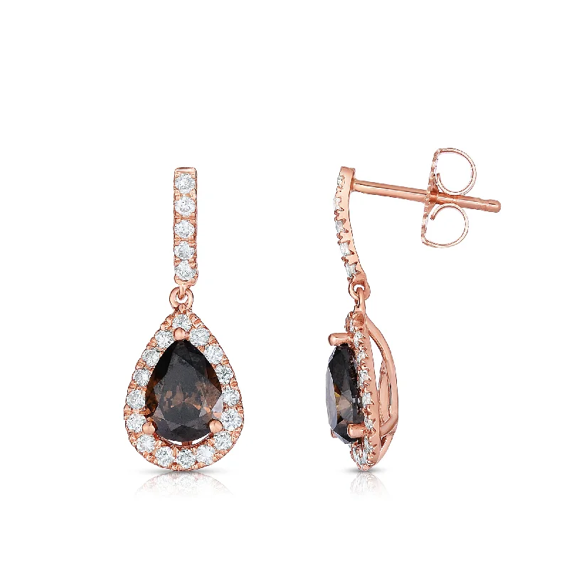 Sabel Collection 14K Rose Gold Mocha and White Diamond Dangle Earrings