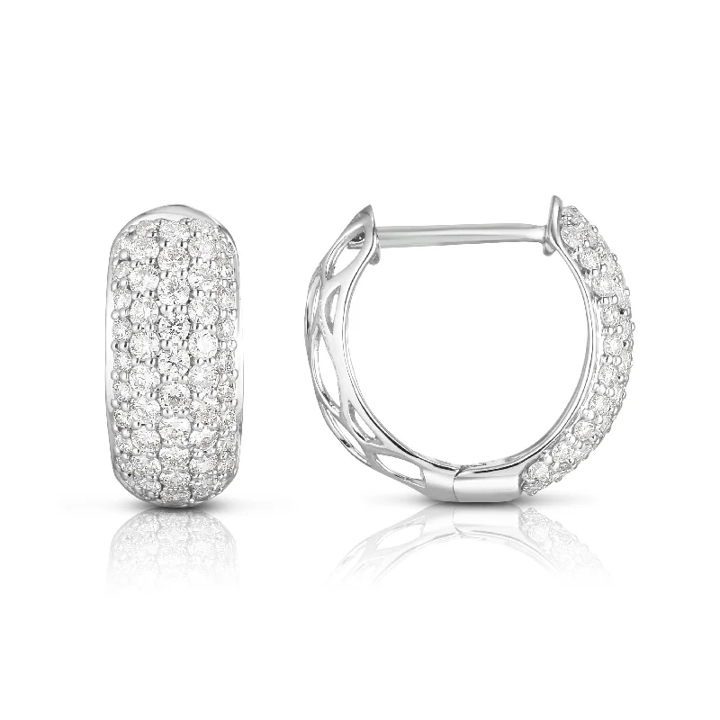 Sabel Collection 14K White Gold Diamond Front Huggie Hoop Earrings