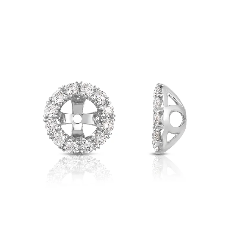 Sabel Collection 14K White Gold Round White Diamond Earring Jackets