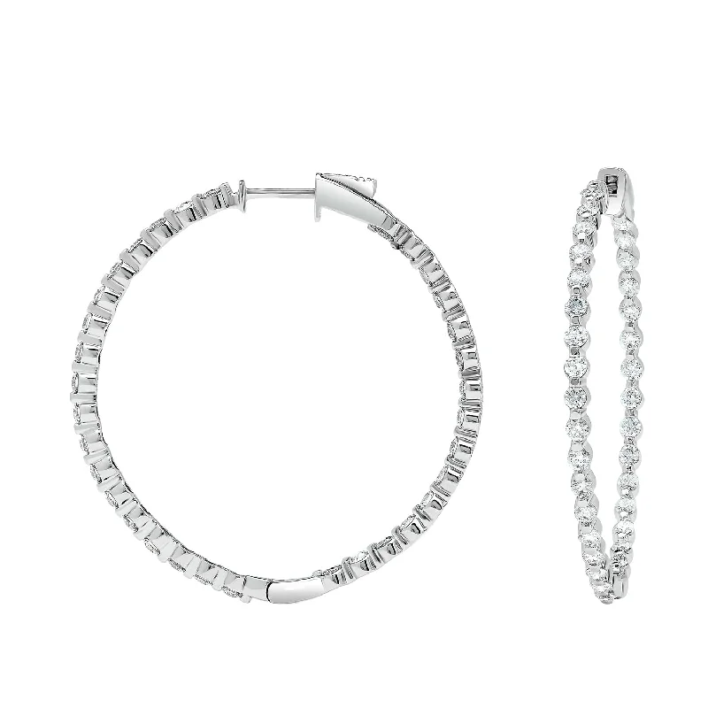 Sabel Collection 18K White Gold Diamond 1.5" Inside Out Hoop Earrings