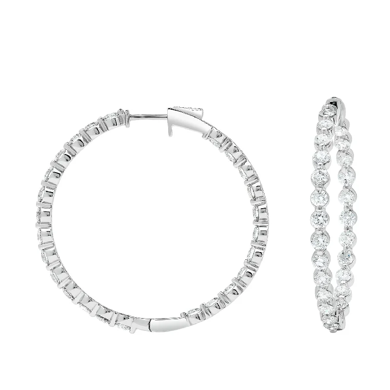 Sabel Collection 18K White Gold Diamond 1.5" Inside Out Hoop Earrings