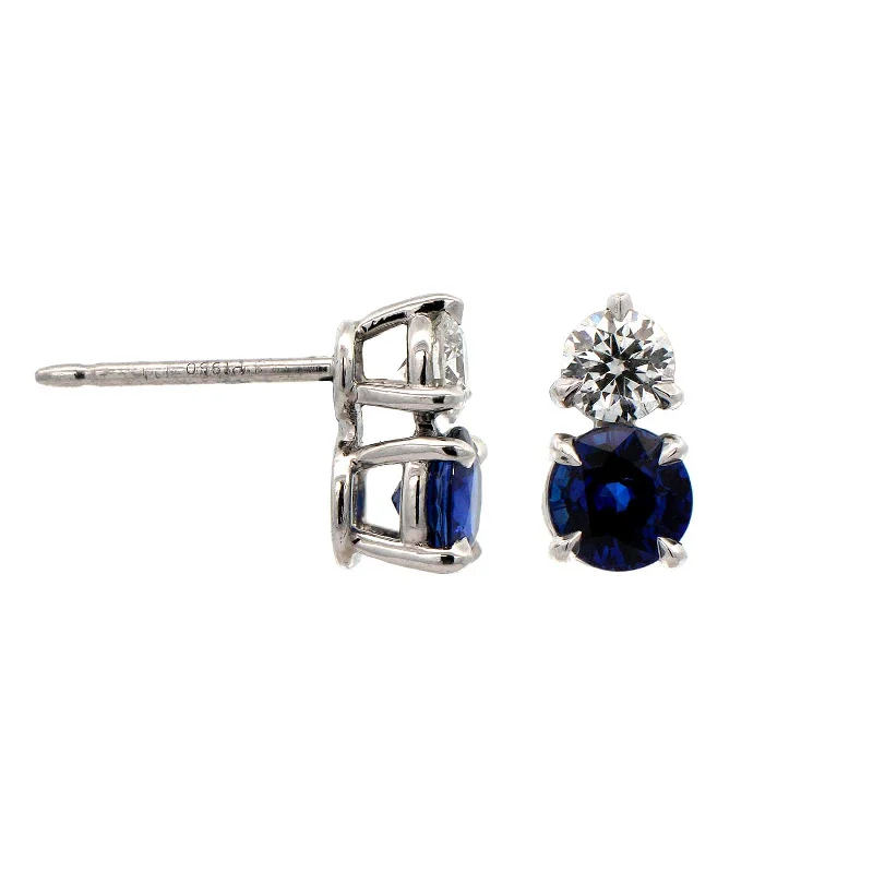 Platinum Sapphire and Diamond Stud Earrings