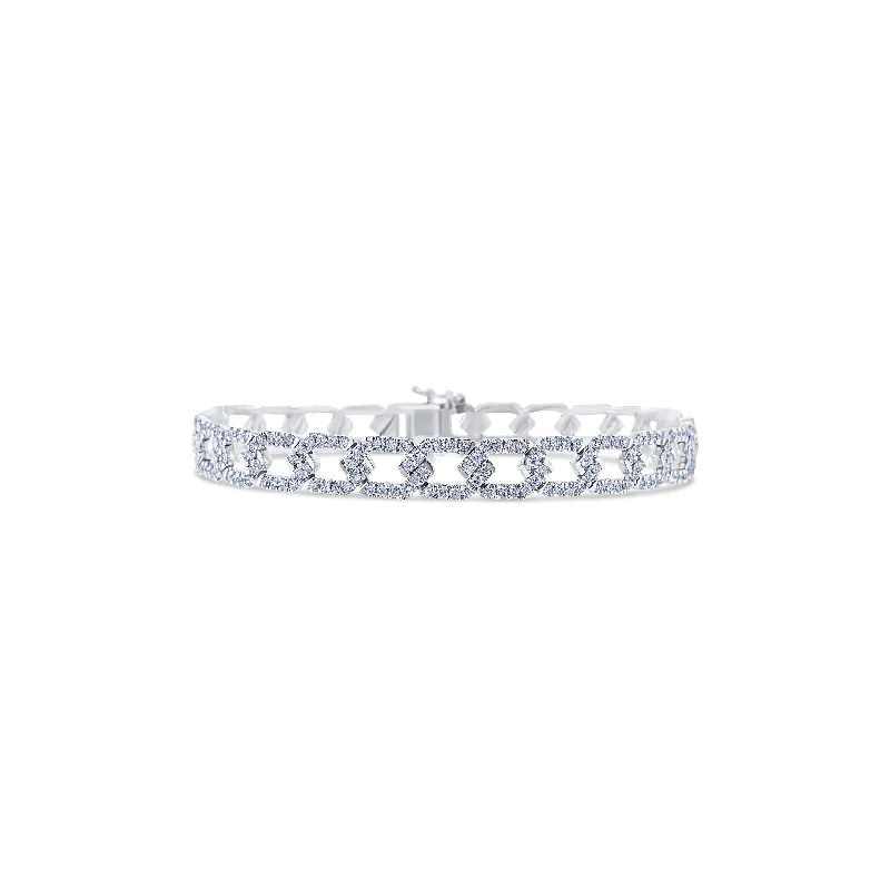 18K White Gold Diamond Link Bracelet