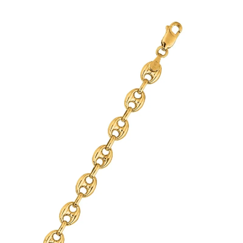 14KT Yellow Gold 7-inch 6.9MM Puffed Mariner Link Bracelet