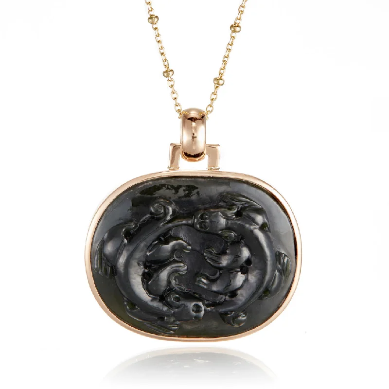 Black Jade Water Dragon Pendant