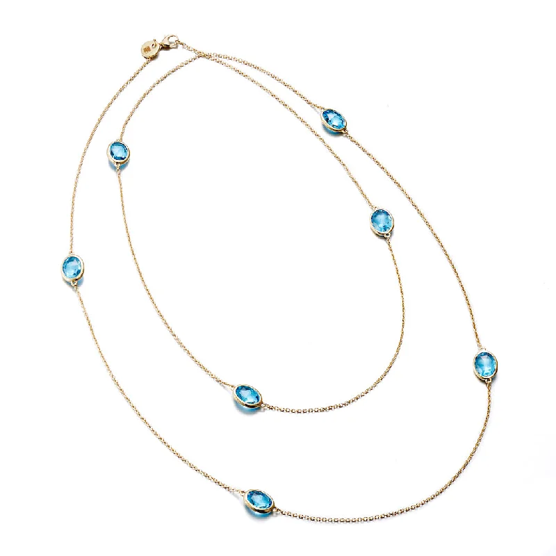 Station Necklace in Swiss Blue Topaz