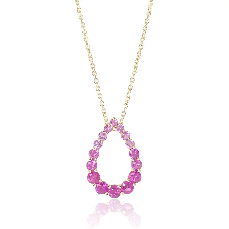 Graduated Pink Sapphire Pendant Necklace