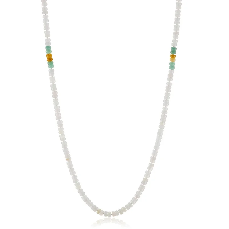 Multi-Color Jade Rondelle Long Necklace