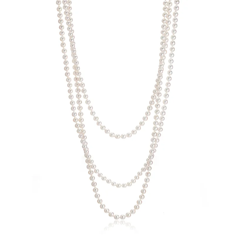 4mm White Akoya Pearl Rope Necklace