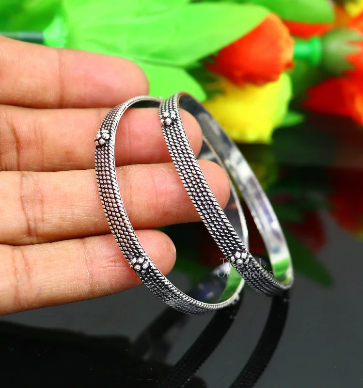 925 sterling silver handmade customized vintage design bangle bracelet kada single piece excellent personalized gifting jewelry nba318