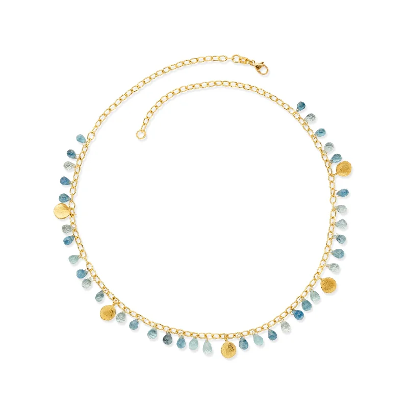 Aquamarine Briolette & Petal Necklace