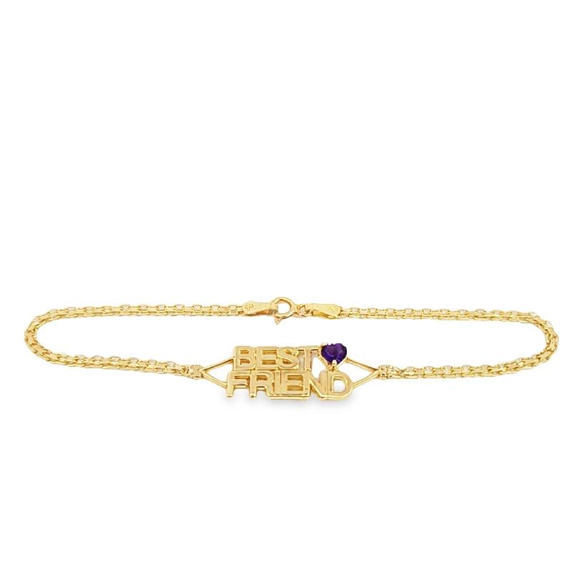 Yellow Gold "Best Friend" Amethyst Bracelet