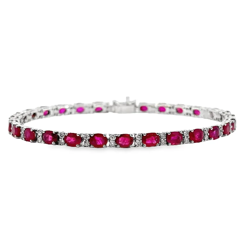 White Gold Ruby and Diamond Bracelet