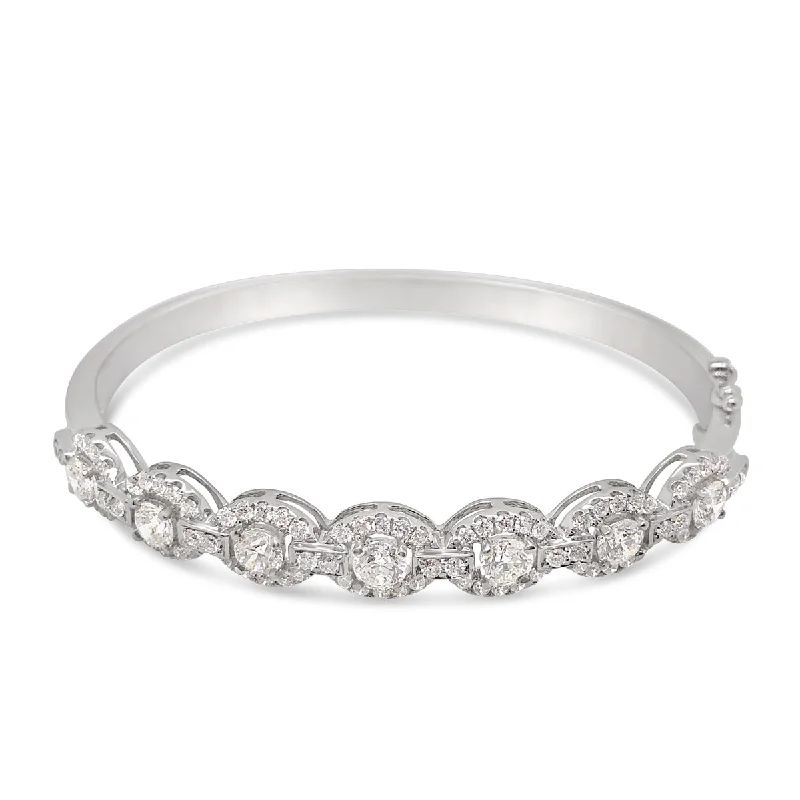 Forevermark White Gold Diamond Halo Bangle Bracelet