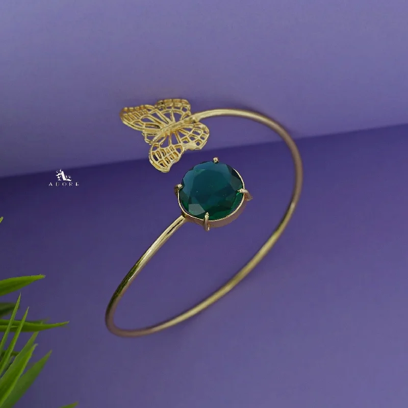 Golden Butterfly Glossy Stone Bangle