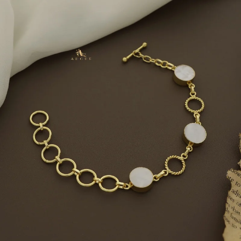 Golden Twisted Circle And MOP Bracelet