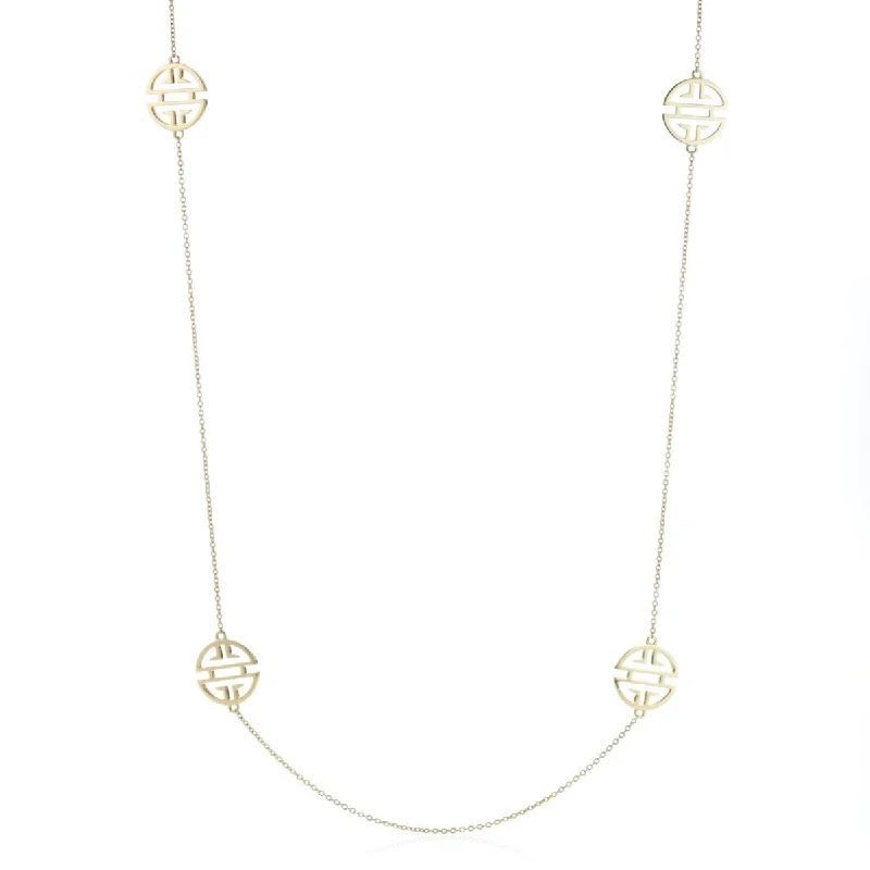 Long Six-Station Gold Shou Necklace