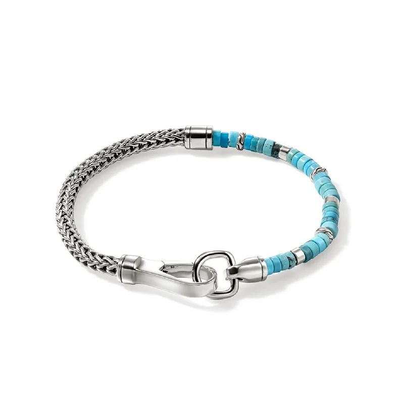 John Hardy Heishi Sterling Silver Treated Turquoise Bracelet