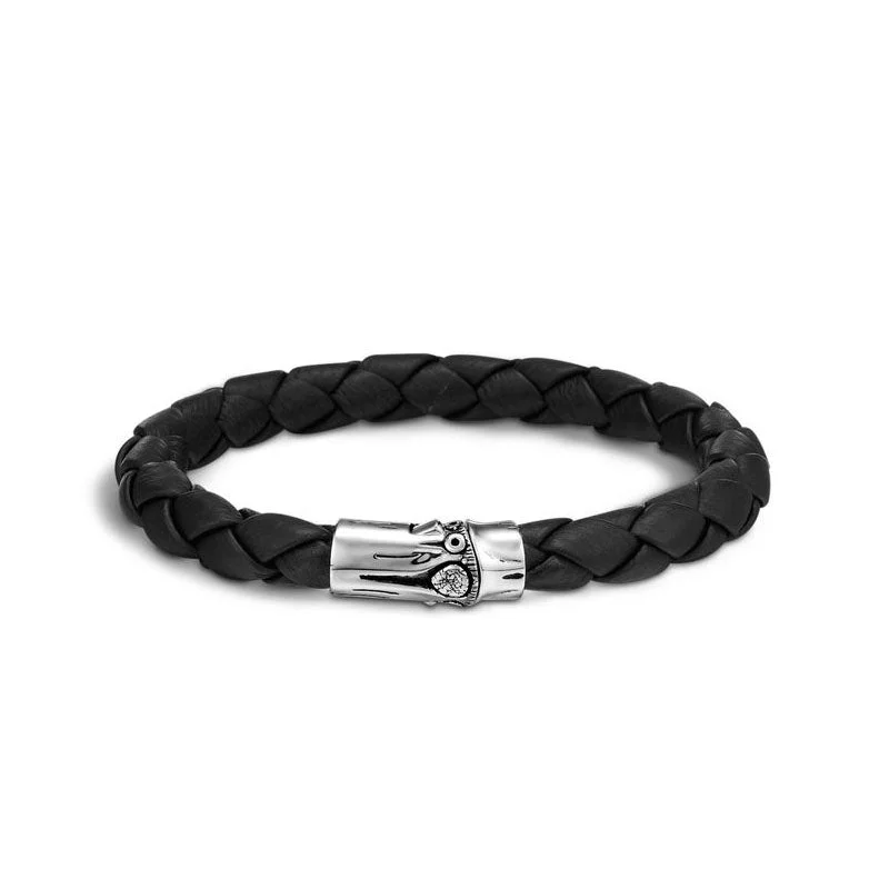 John Hardy Men's Bamboo Black Leather Bracelet