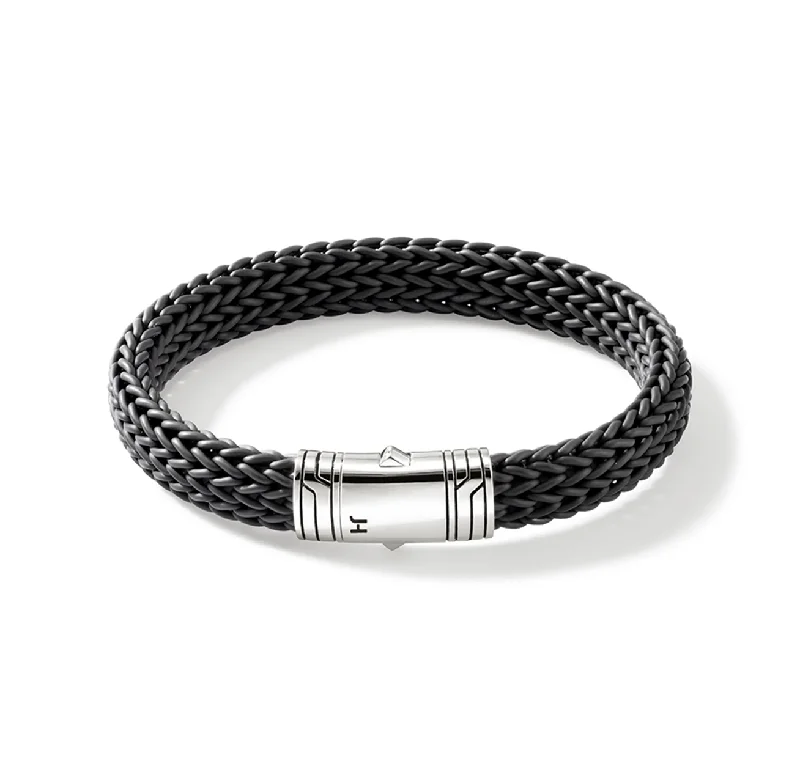 John Hardy Sterling Silver and Black Rubber Bracelet