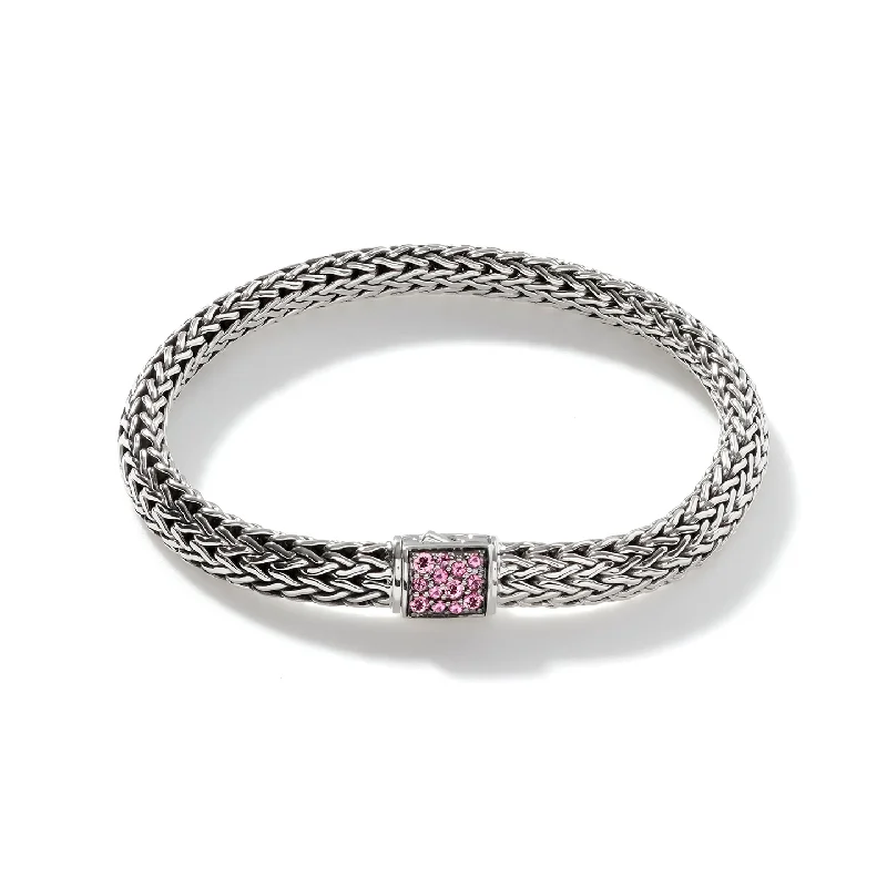 John Hardy Sterling Silver Black Sapphire and Pink Tourmaline Reversible Bracelet