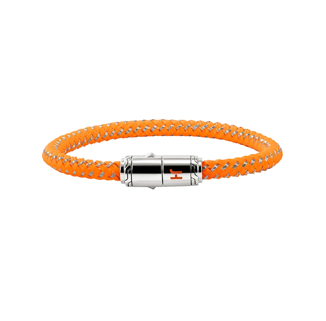 John Hardy Sterling Silver Orange Rubber and Enamel Bracelet