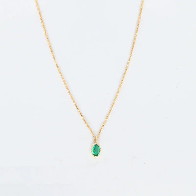 Oval Emerald Wisp Necklace