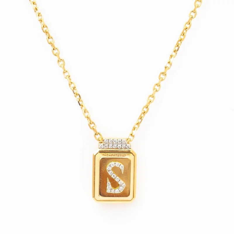 All-Gold Initial Signet Necklace