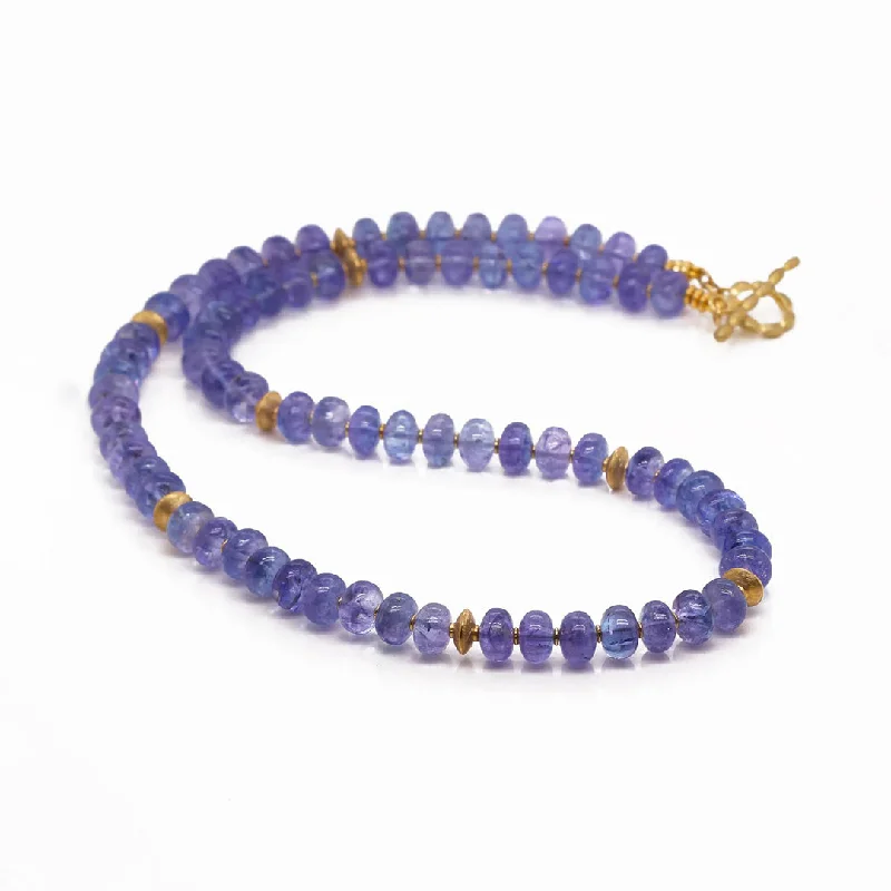 Smooth Tanzanite Rondel Necklace