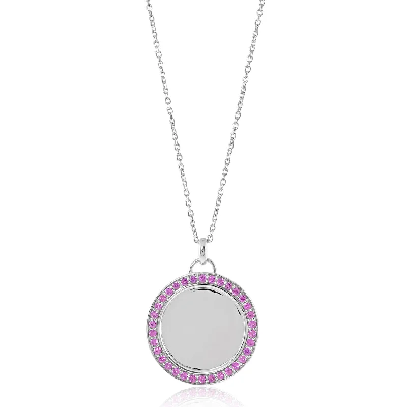 Pink Sapphire Border Pendant Necklace