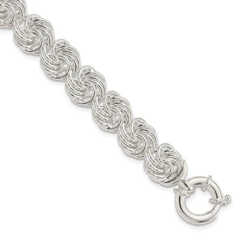 Sterling Silver 8-inch 11.5MM Fancy Circle Bracelet