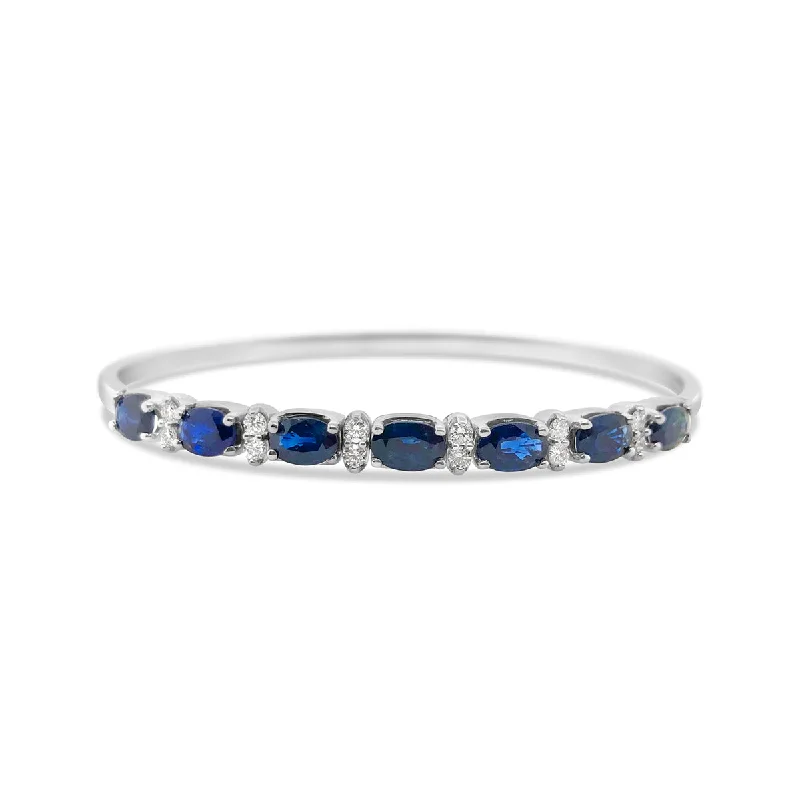 White Gold Sapphire and Diamond Bangle Bracelet