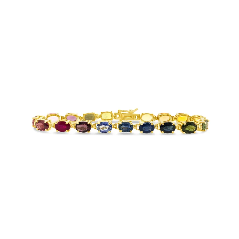 Yellow Gold Multi-Color Sapphire Fashion Bracelet